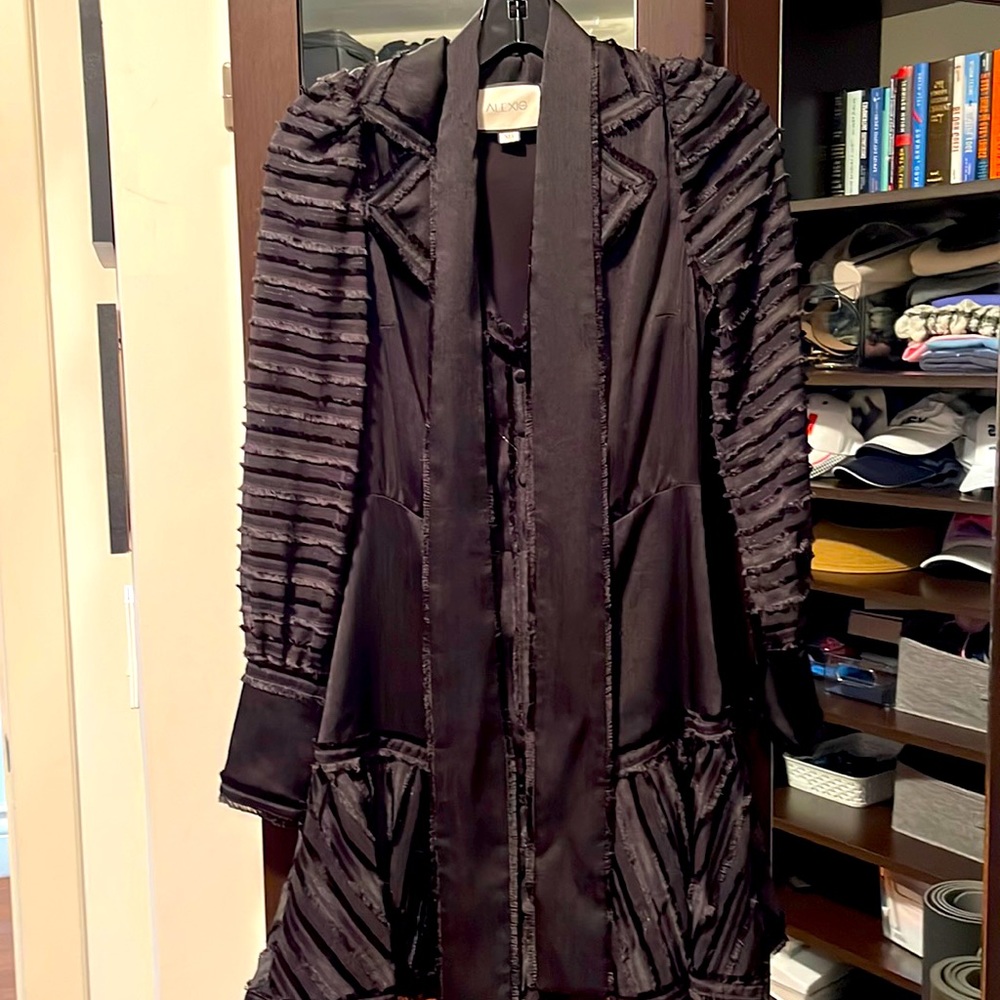 Alexis black silk dress with belt
